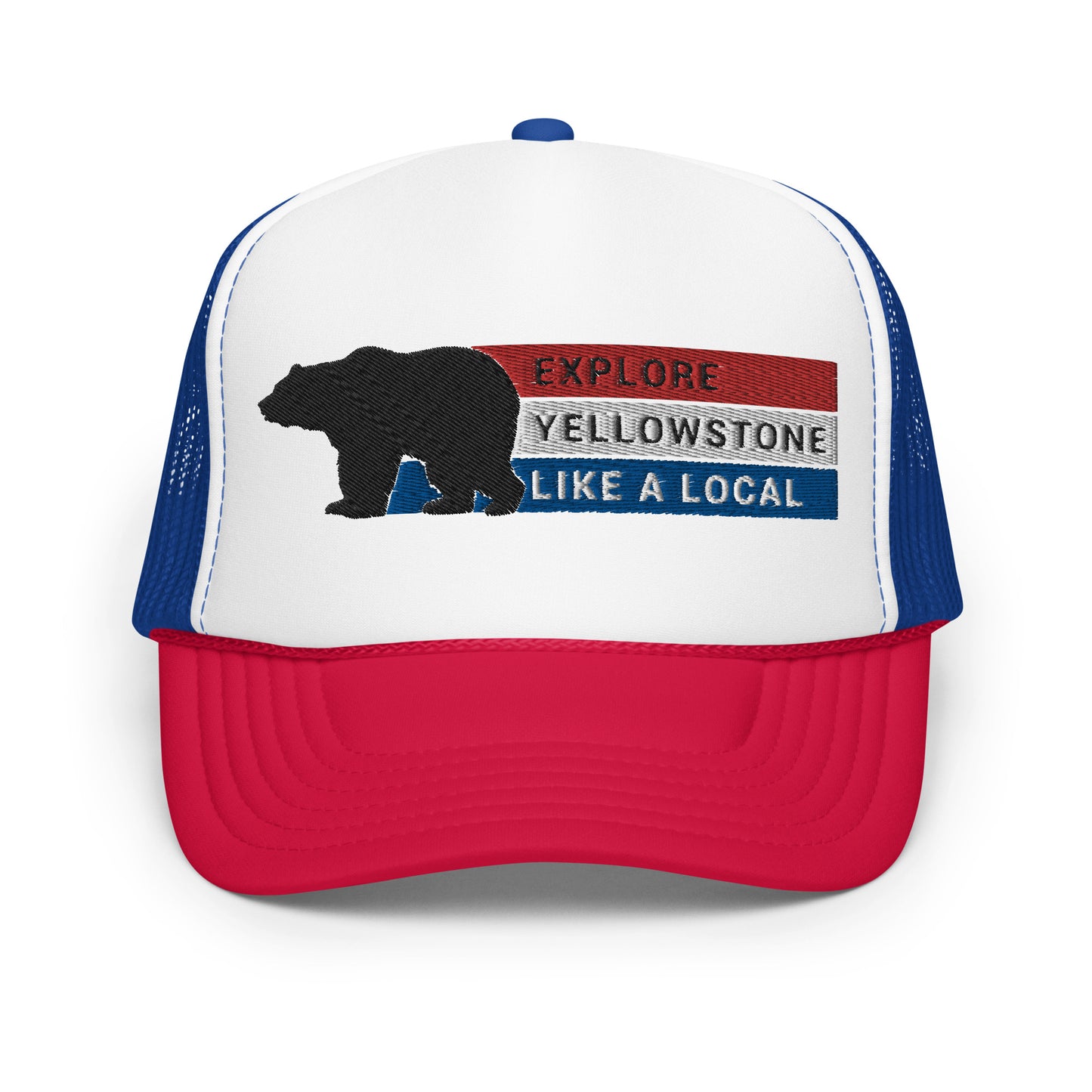 Explore Yellowstone Like a Local Patriotic Foam trucker hat